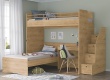 Patrová postel s psacím stolem a schůdky Modular - dub