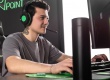 Úzký herní stůl Diego - černá, zelená