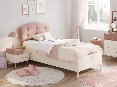 Postel 100x200cm s úložným prostorem Beauty II - béžová/růžová