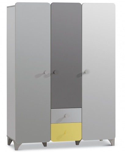 Třídveřová skříň Raundo - šedá