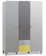 Třídveřová skříň Raundo - šedá