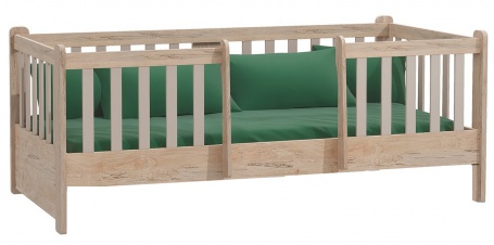 Montessori postel se zábranou Boom - dub, šedá