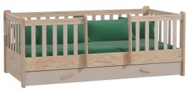 Montessori postel s úložným prostorem Boom - dub, šedá