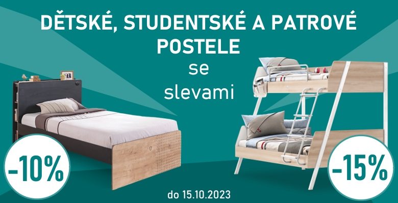 Dětské, studenstké a patrové postele hýří slevami