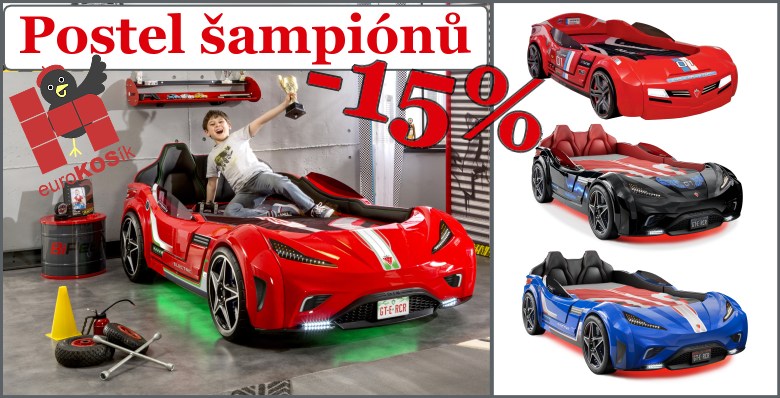 Postel auto, spaní šampiónů za -15% nebo -30%